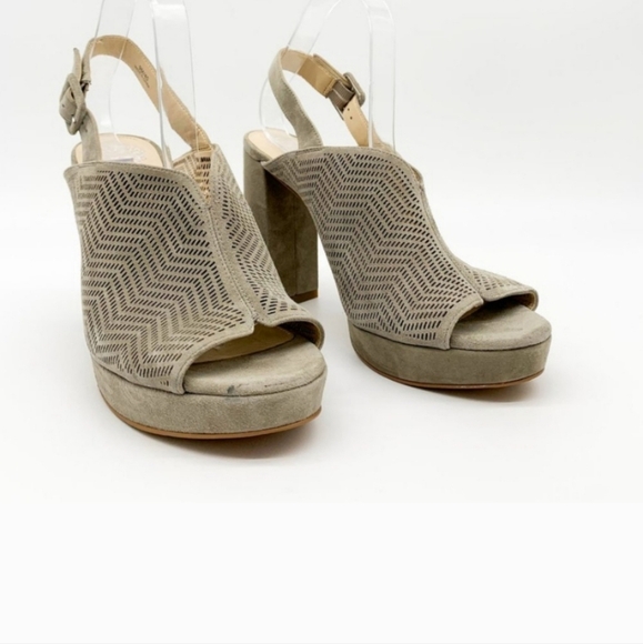 Vince Camuto Taupe Suede Platform Sandals Size 9 - Picture 3 of 11